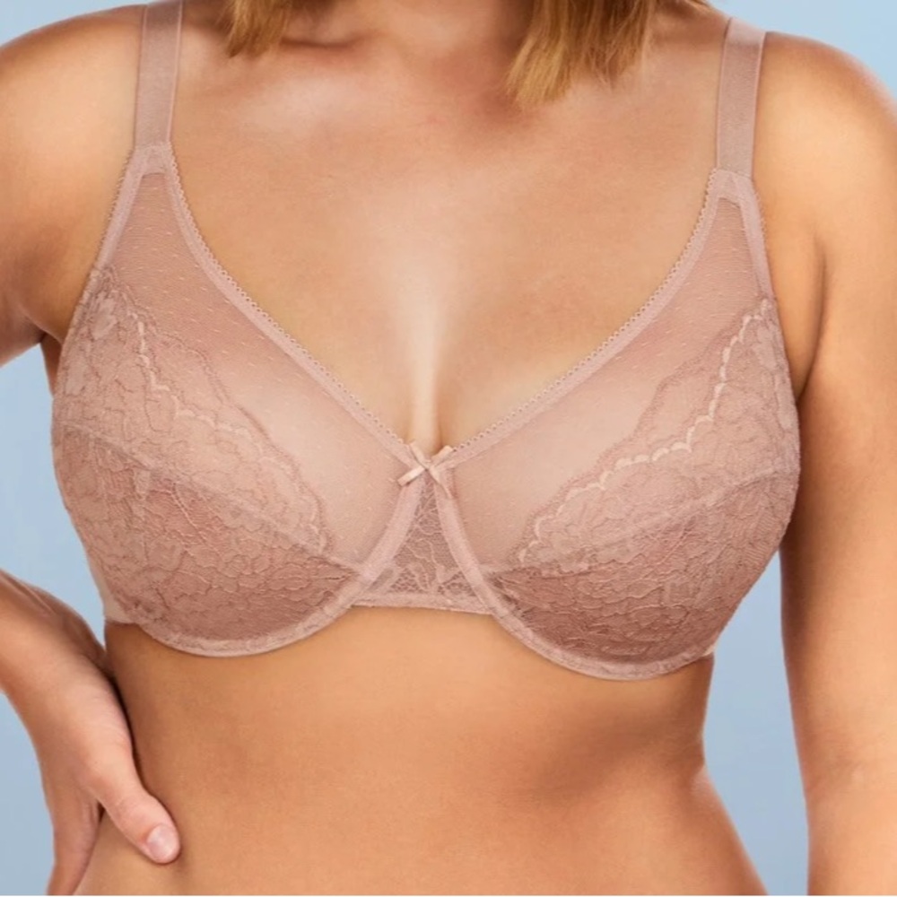 BOGO Fav Enchante Coffee Brown Lace Unlined Full Coverage Underwire Bra 38DDD